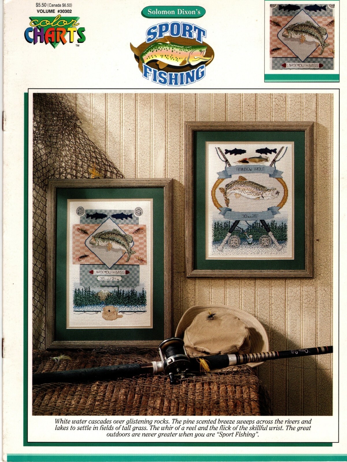 Sport Fishing Cross Stitch Chart Rainbow Trout Bass Solomon Dixon Color Charts