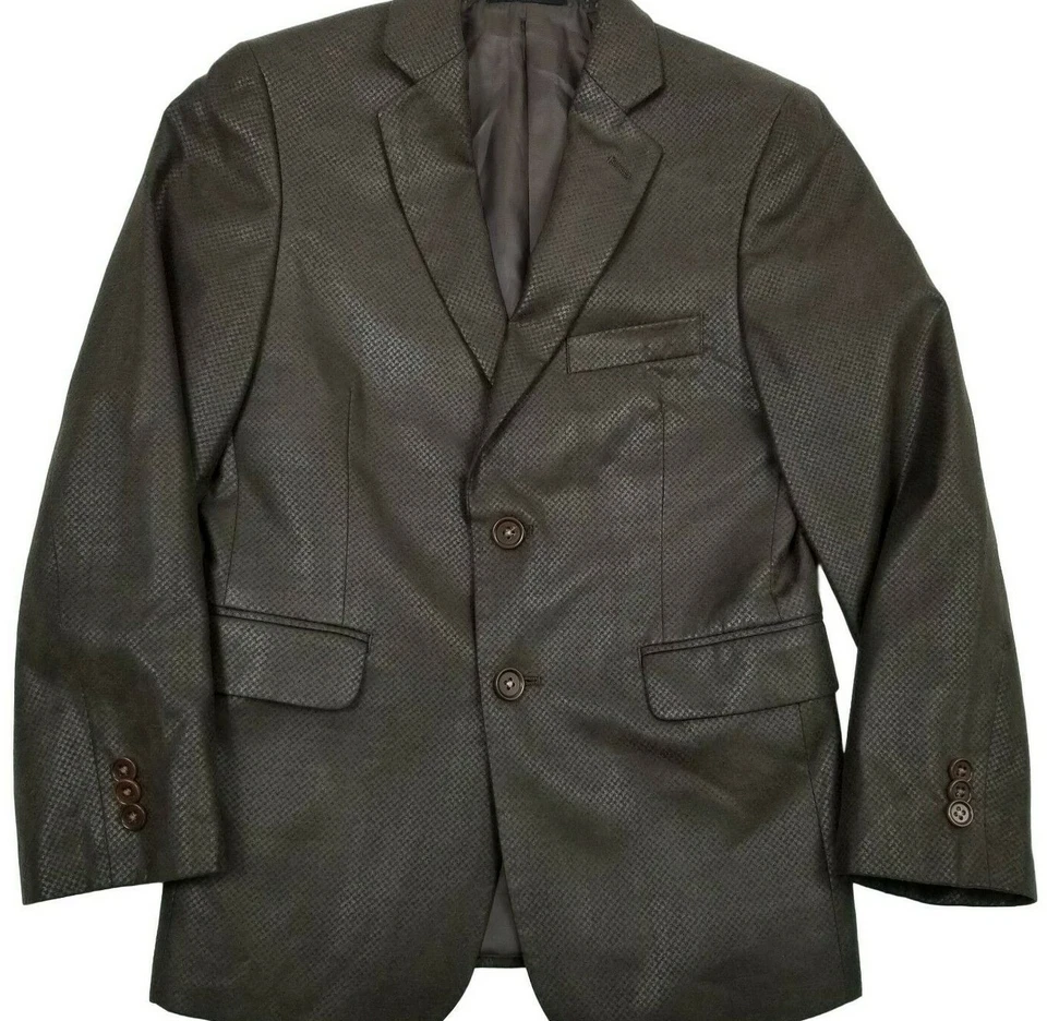 Куртка блейзер John Varvatos для мальчиков 10 коричневая искусственная замша текстурированная однобортная - Изображение 2 из 4