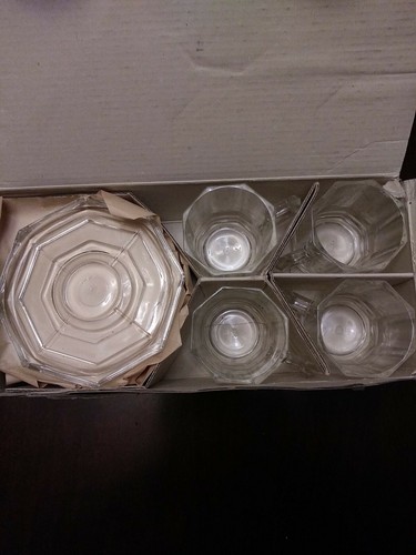 Vintage Crown Corning Tempered Demitasse Tassen und Untertassen 1984 Service für 4 - Bild 5 von 8