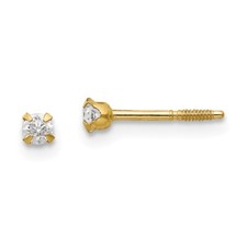 Real 14kt Yellow Gold Madi K 2.25mm CZ Baby Earrings
