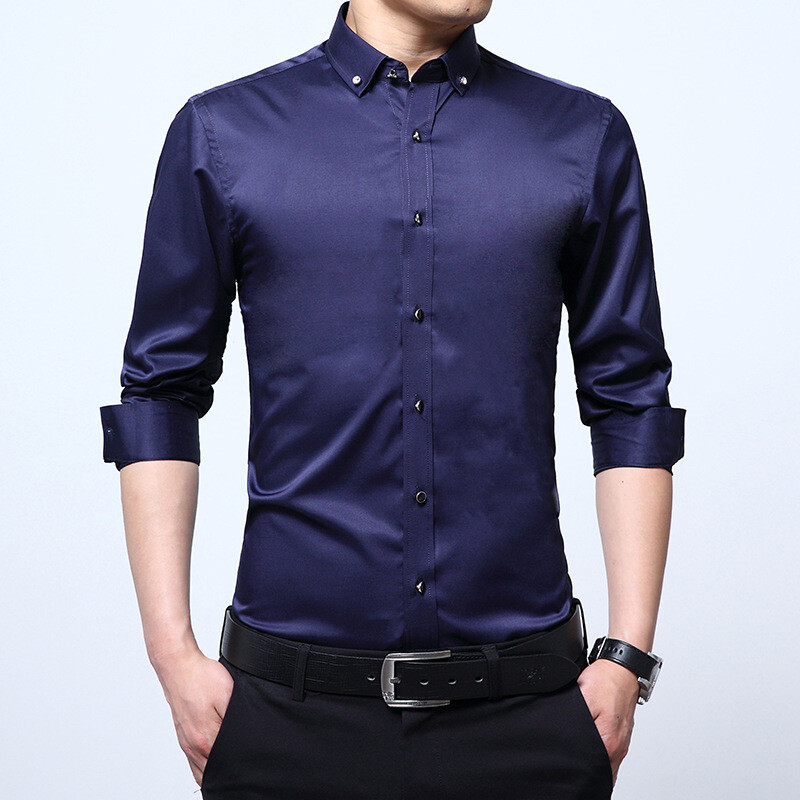 Men's Dress Shirts Long Sleeves Formal Business Slim No Iron Casual Shirts  Tops | eBay