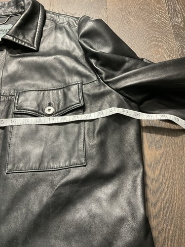 Chaqueta de cuero Versace Jeans de alta costura vintage talla XL abrigo de tareas hecho en Italia años 90 - Imagen 8 de 18