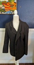 VTG Luba Paris V-Neck Collared Herringbone Gray Diagonal Blazer Sz 12 Large L