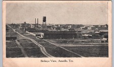 DOWNTOWN PANORAMA amarillo tx original antique postcard birdseye view texas