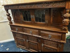 Old Charm Court Cupboard Sideboard Buffet Tudor Brown 