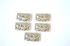 Lot of 5 Enmon Gecko Lizard Metal Concho Leather Western Screw Back Silver Belt