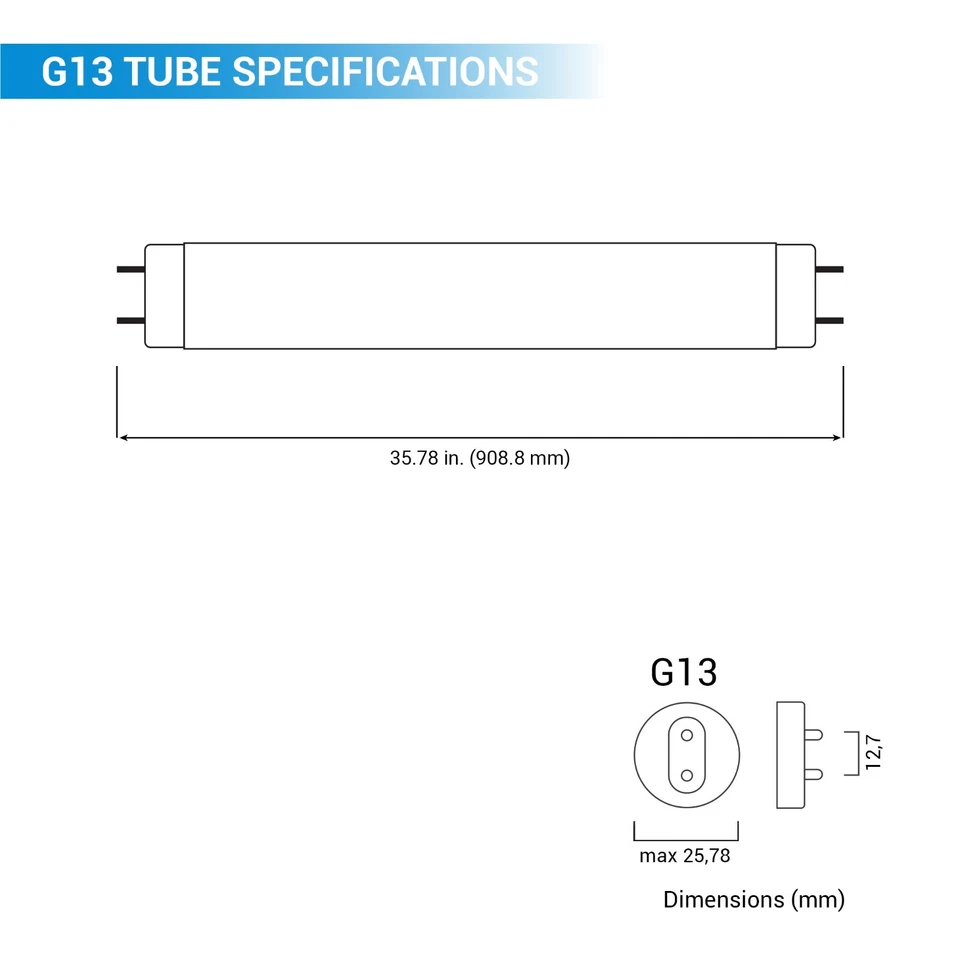 36 in (3ft) T8 G13 Type B Bypass 120-277V LED Replacement for 30W F30T8, F30T12 - Image 4 of 4