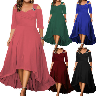 Frauen Cocktail Maxi Kleid Damen Off Schulter Abend Party Swing Prom Kleid [   