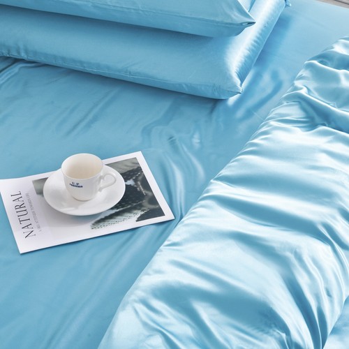 Luxury Satin Silk 6PCS Bedding Set - Duvet Cover, Fitted Sheet & 4 Pillowcases - Picture 137 of 158
