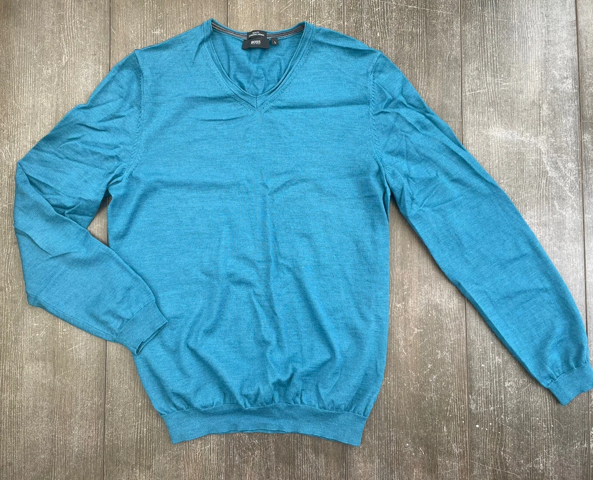 Hugo boss slim fit extra fine merino sales