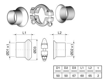 Kit De Réparation De Tube D'échappement Pour Peugeot 306 1.8 D 58 Ch - Marque FKK - Neuf