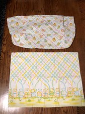vintage shirt tales crib sheet reciving blanket lot