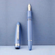 Majohn P136 Glacier Blue Piston Fountain Pen EF/F/M/Flat Nib 20 Ink Window Pen