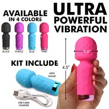 Ultra Powerful Silicone Mini Small Wand Massager Massage USB Travel Size Purple