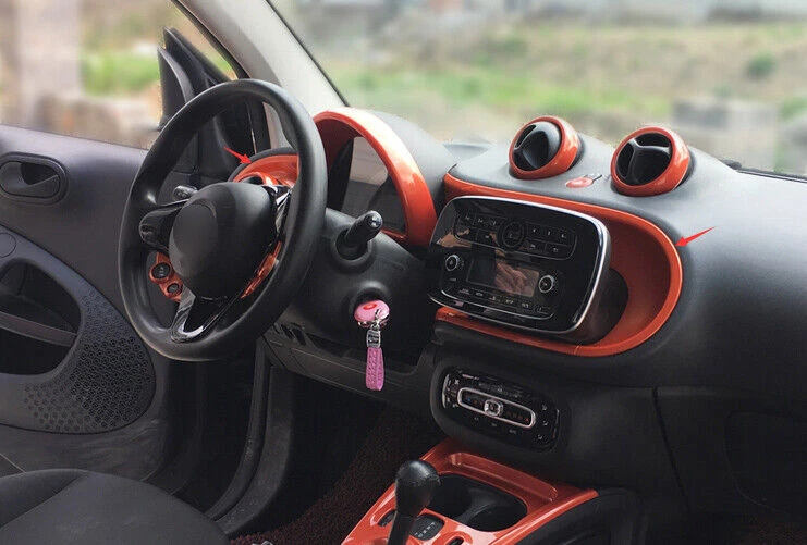 ABS Central Console Orange Dashboard Panel Trim For Benz Smart Fortwo 2015-2020 - Image 3 of 4