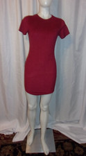WINDSOR Women's Maroon Faux Suede Curved Hem Mini Dress SIZE S
