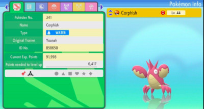 Pokemon Strahlender Diamant & Leuchtende Perle 6IV Shiny CORPHISH MAX EVs
