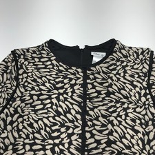 Clove Dress Womens Size 12 Black & Tan Patterned Sheath Long Sleeve Knee Length