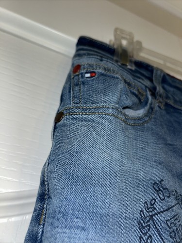 Youth Boys Tommy Hilfiger Revolution Slim Distressed Patched Blue Jeans Size 16 - Picture 4 of 10