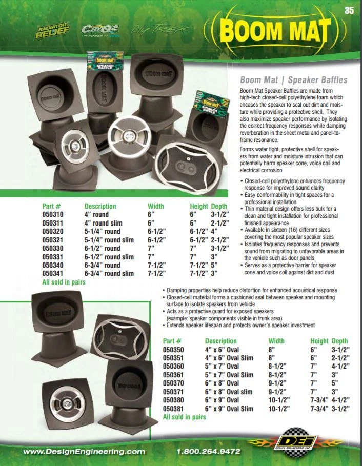 DEI Pair Boom Mat Car Audio Speaker Baffles Round Oval Improves Sound 2 per pack - Image 2 of 2