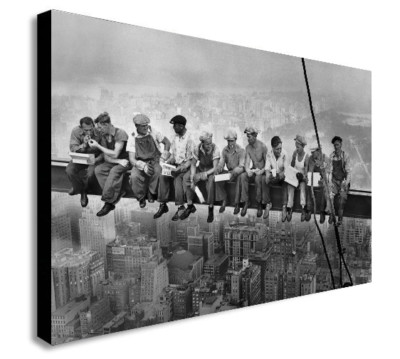 LUNCH ATOP SKYSCRAPER Gerahmter Leinwand-Wandbilddruck. Verschiedene Größen