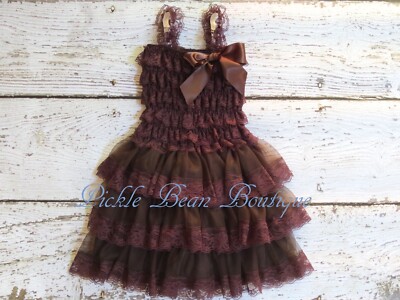 NEW Girls Size 2T/3T Brown Lace Flower Girl Dress, Rustic Country Wedding Dress | eBay NEW Girls Size 2T/3T Brown Lace Flower Girl Dress, Rustic Country Wedding Dress | eBay