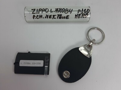Schlüsselanhänger - Leder/Metall - Chrom/Schwarz - Cod.L72084 - Zippo 