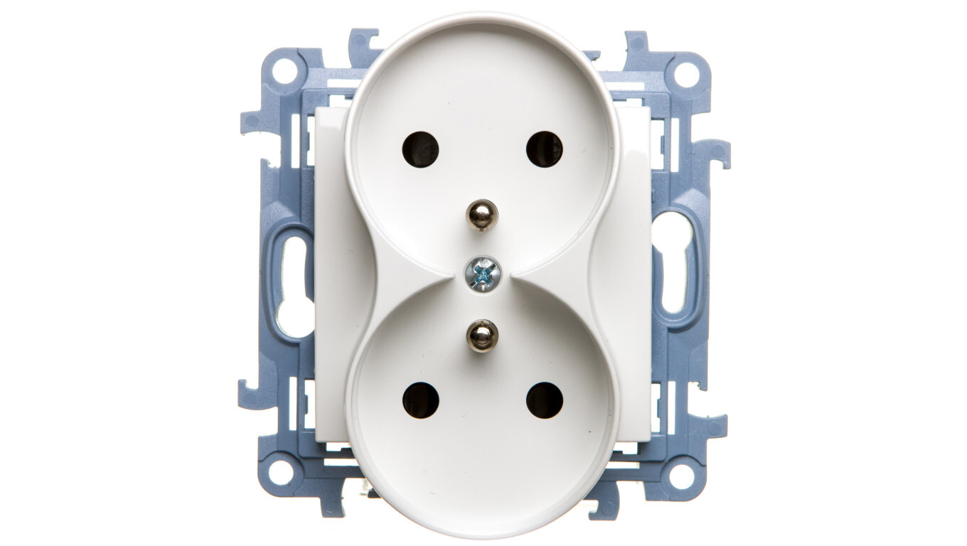Simon 10 Double socket with/with shutters, white 16A 250V IP20 CGZ2MZ.01/ /T2UK