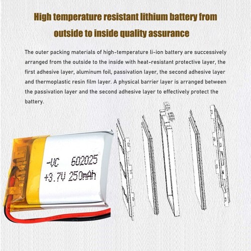 4pcs 3.7V 250mAh Li-Po Rechargeable Batteries For Headphone Battery Gps 602025 - Afbeelding 3 van 6