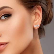 925 Sterling Silver Small Dog Bone Stud Earrings