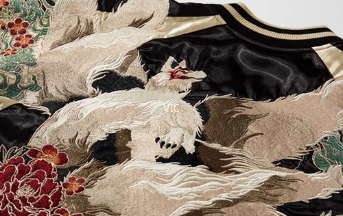 Women Japanese Embroidery Baseball Jacket Reversible Bomber Sukajan Satin Coats - Picture 7 of 9