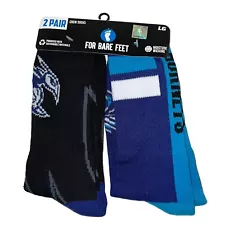 Men's New For Bare Feet 2 Pair Large Crew Socks NBA Charlotte Hornets Basketball