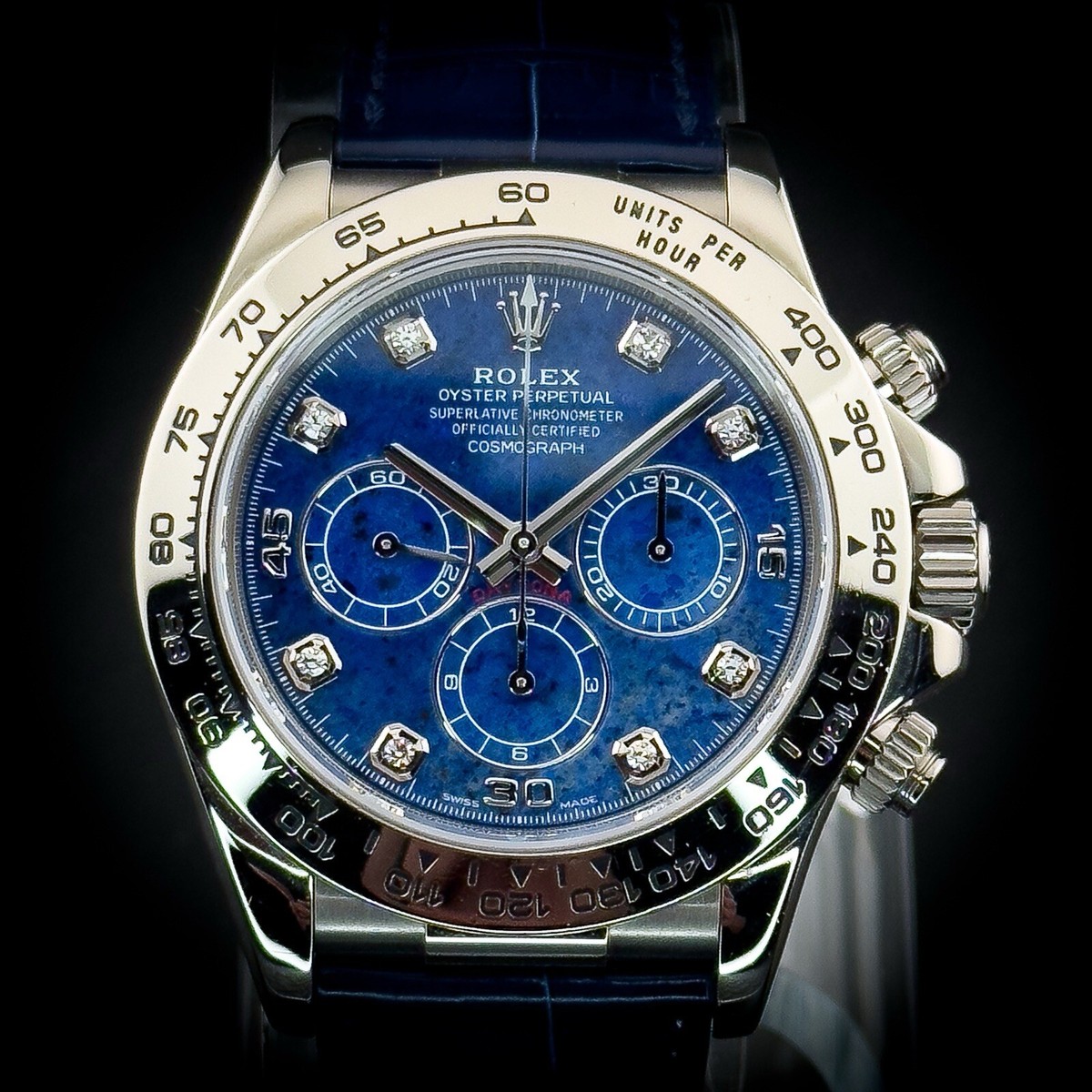 Sodalite Watch Dial Rolex Daytona 16519G 18K White Gold Blue