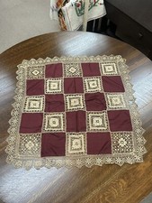 Beautiful bobbin lace insertion doilie 32x32 square