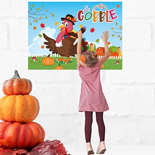 Thanksgiving Games for kids Pin the Tail on the Turkey Game 32 Tail ...