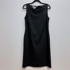 Boston Proper Women’s 10 Black Wool Sleeveless Little Black Sheath Dress Preppy