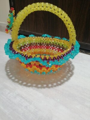 Fruit Serving Platter Made of Beads Home Decor Size 15 Multi Colors