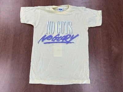 VINTAGE NO GUTS NO GLORY YOUTH L SINGLE STITCH T SHIRT DEADSTOCK NOS HANES TEE