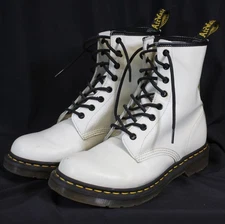 Dr Martens White Boots 1460 Leather Lace Up 8 Hole Pristine Condition Rocker 10