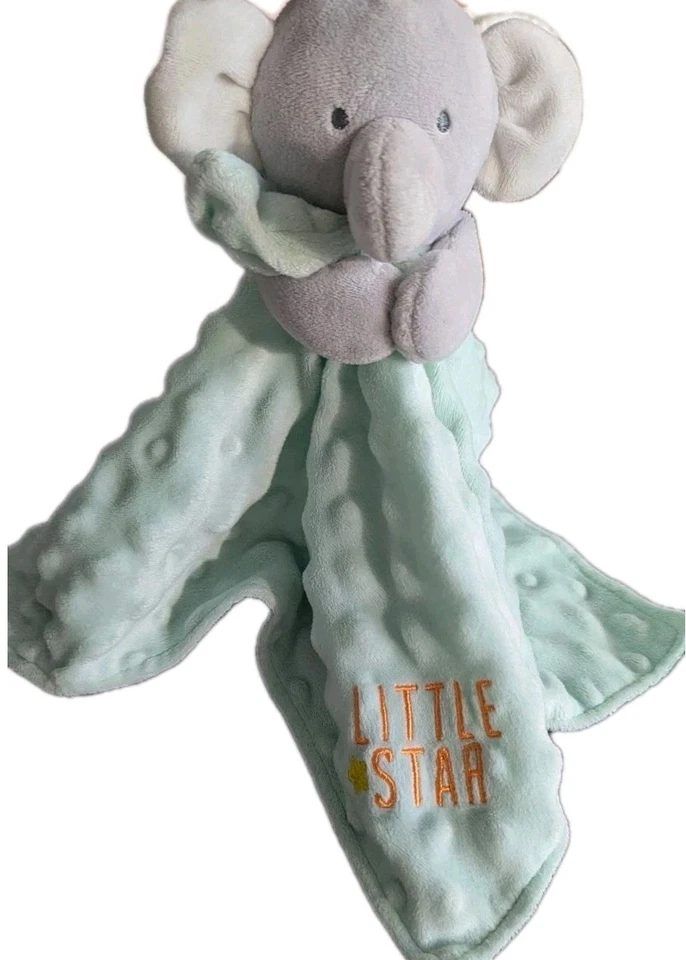 Carters Elephant Little Star Lovey Mint Green Security Blanket Rattle Plush Toy - Image 2 of 4