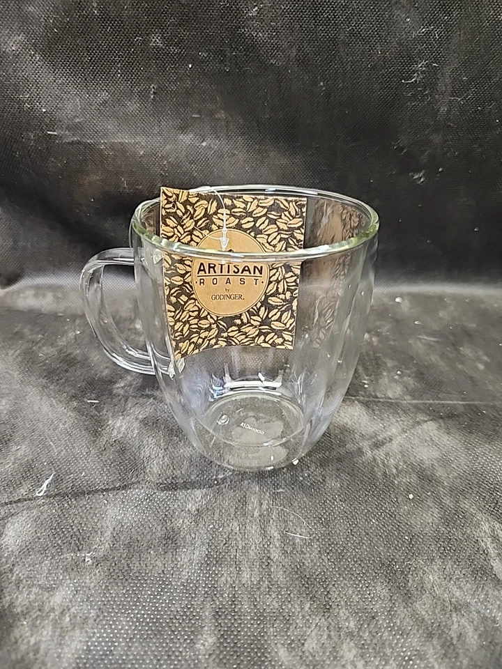 Taza de té de vidrio aislante de doble pared con mango de 16 oz Foto 3 de 4