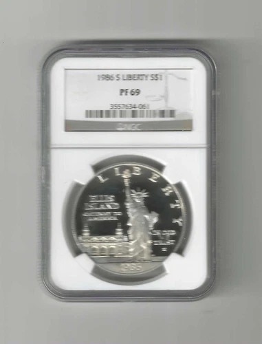 1986-S LIBERTY ELLIS ISLAND NGC PF69 SILVER DOLLAR