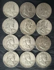 Roll of 12 Circulated 1940s-1960s Franklin Half Dollar 90% Silver Coins