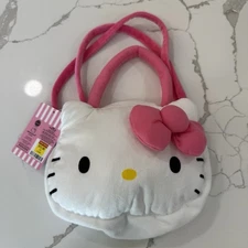 Hello Kitty Purse Kids White Plush Shoulder Bag Zipper Closer