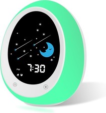 Kids Alarm Clock, Toddler Sleep Training Clock with Sun  Moon, Sound Machine,