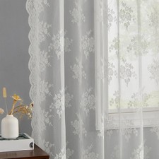 Ivory Lace Curtains 94 Inches Long W52 52W x 94L 2 Panels for Window