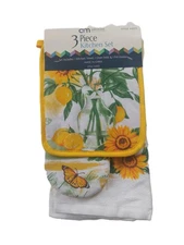 New 3 piece kitchen classic potholder and oven mitt and towel set #C