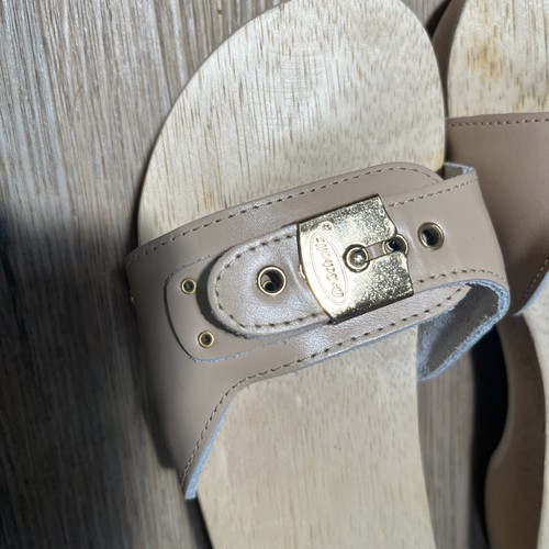 Dr. Scholl’s Original Wooden Slide Sandals Tan Size 5 Women NWOB - Picture 5 of 8