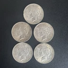 5 Peace Silver Dollars Coins Mixed Dates 1922(4) 1923(1) $1 Lot 90% Silver