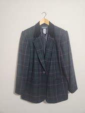 Sag Harbor Plaid Blazer Jacket Size 16 Velvet Collar Wool Blend